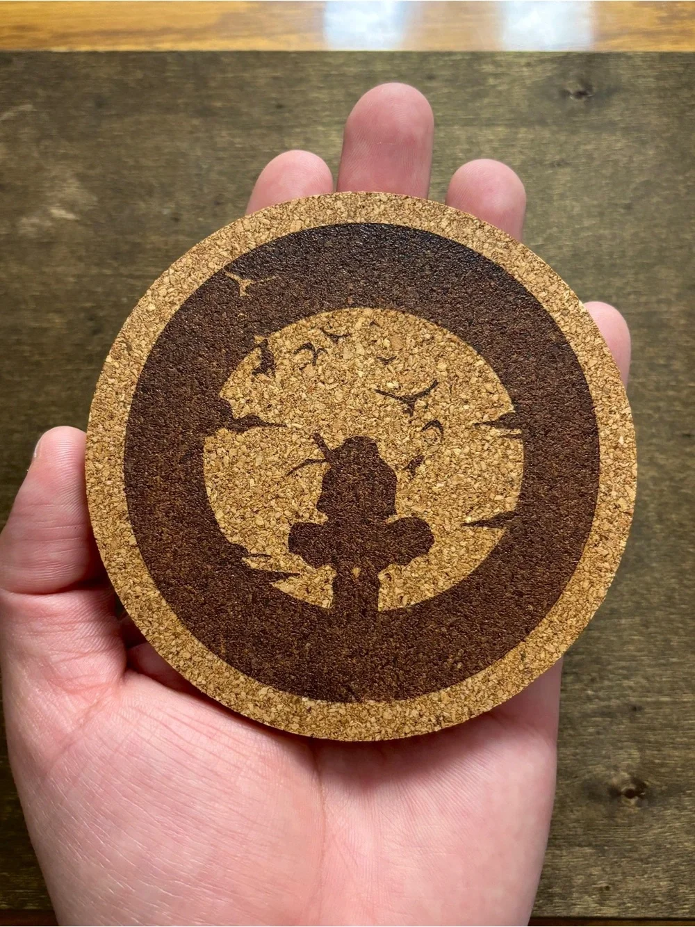 Naruto Itachi Uchiha Silhouette Laser Engraved Cork Coaster #2